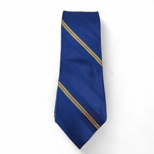 Michael Kors Striped Silk Neck Tie Blue / Golden Yellow